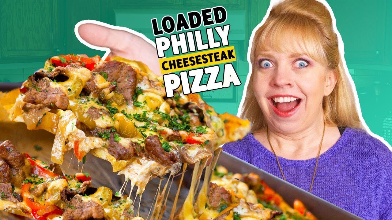 Best Philly Cheese Steak Pizza Recipe | Super Loaded Cheesesteak Pizza with thin sliced sirloin