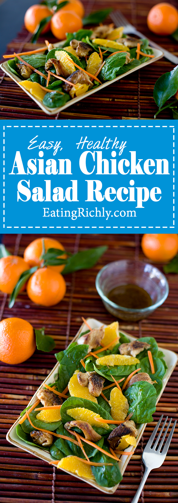 A fast and easy Asian chicken salad recipe that's actually good for you! EatingRichly.com