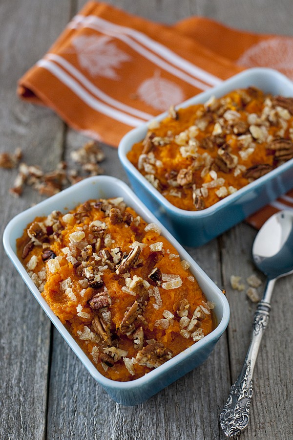 Healthy Sweet Potato Casserole with coconut, ginger and pecan | EatingRichly.com
