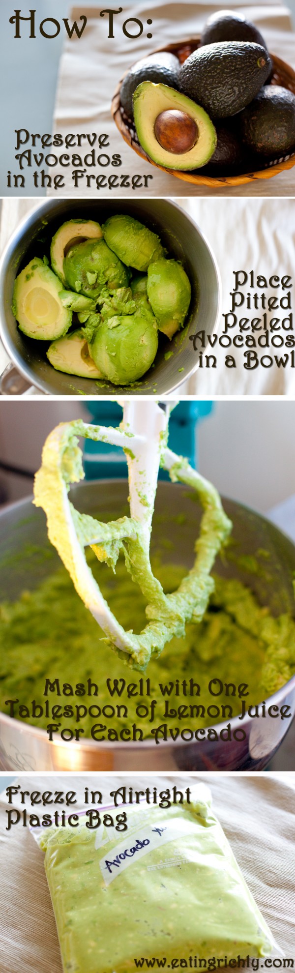 How to preserve avocados in the freezer from EatingRichly.com