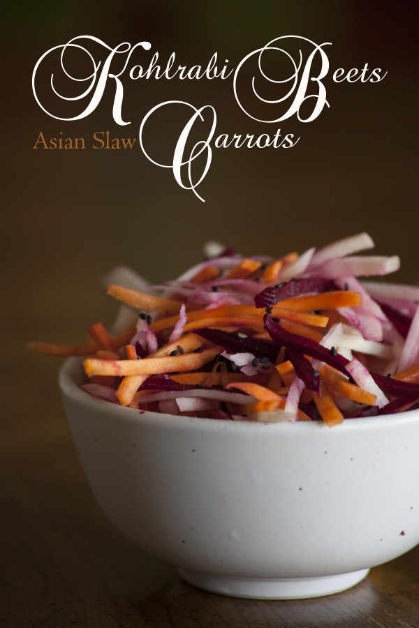 Healthy Asian Slaw with beets, carrots, and kohlrabi. Simple, fast, great with teriyaki - EatingRichly.com
