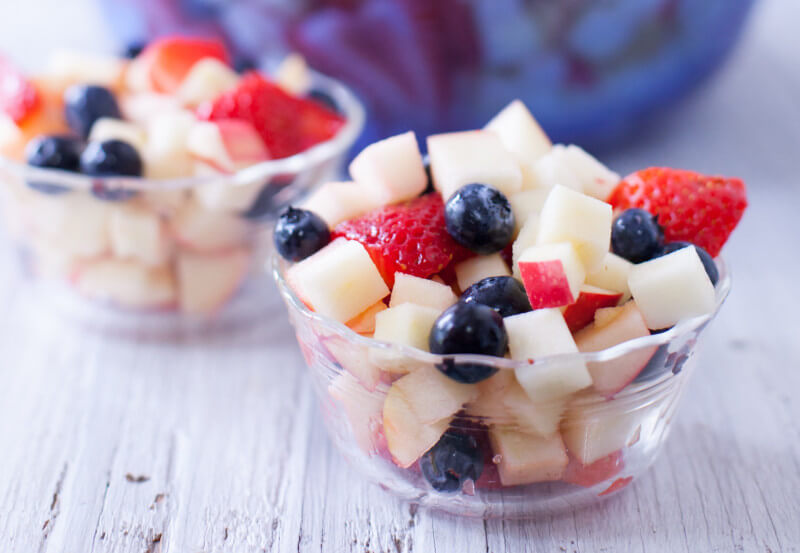 This red, white, and blue fruit salad recipe makes a great patriotic side dish or health dessert