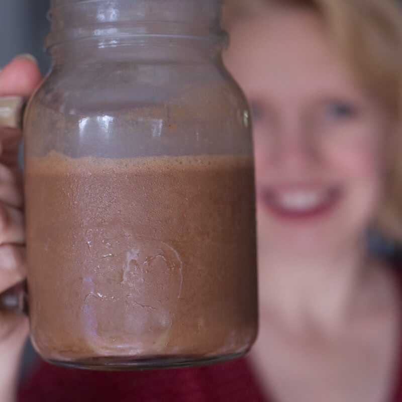 This dairy free chocolate milkshake recipe is great for a breastfeeding mama snack!