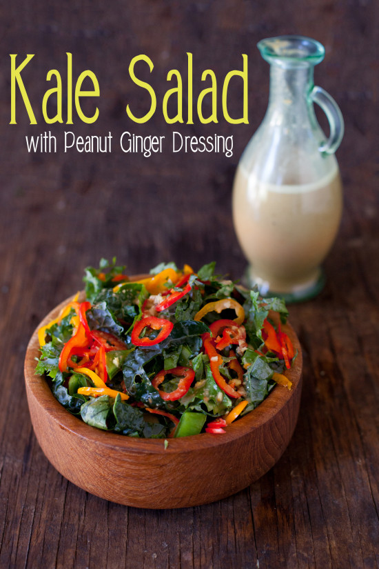 Asian Kale Salad Recipe with Ginger Peanut Dressing
