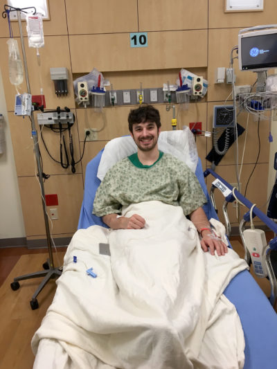 Eric getting ready for an emergency appendectomy