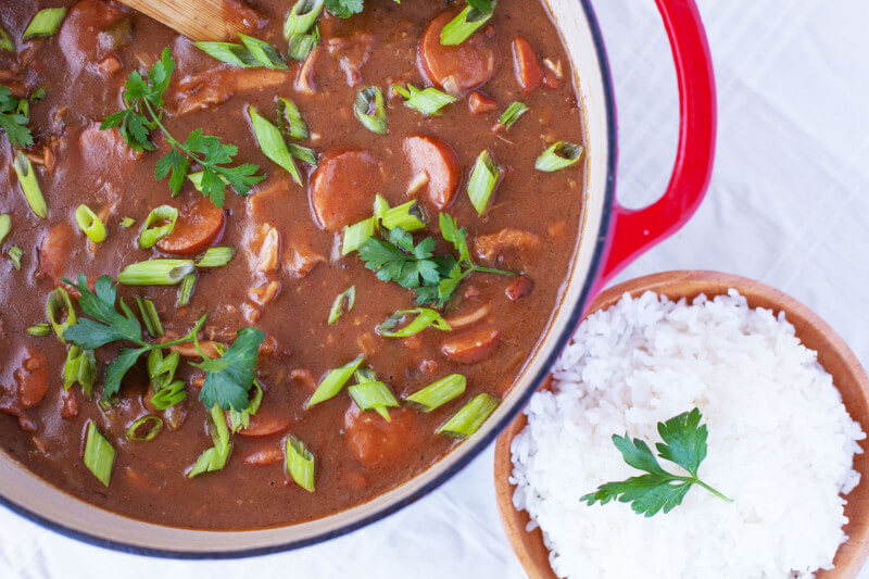 Need some good leftover turkey recipes? This turkey gumbo is a great way to use up leftover turkey during the holiday season, but you can also sub shredded chicken and chicken stock to make it any time of year. From EatingRichly.com