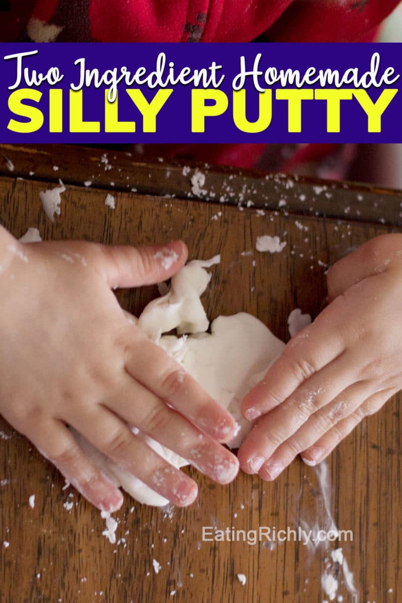 Toddler Playing with Two Ingredient Homemade Silly Putty