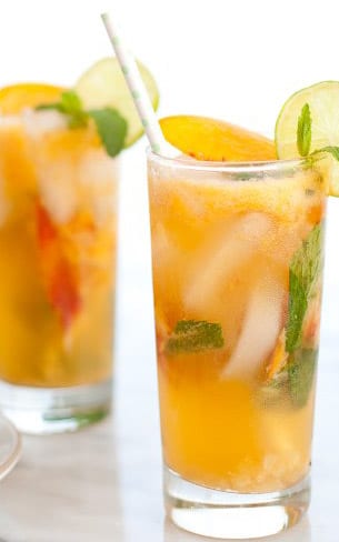 This ginger peach mojito mocktail looks right up my alley and is definitely going on my must have list! Check out all 20 booze free Mother's Day drinks on EatingRichly.com