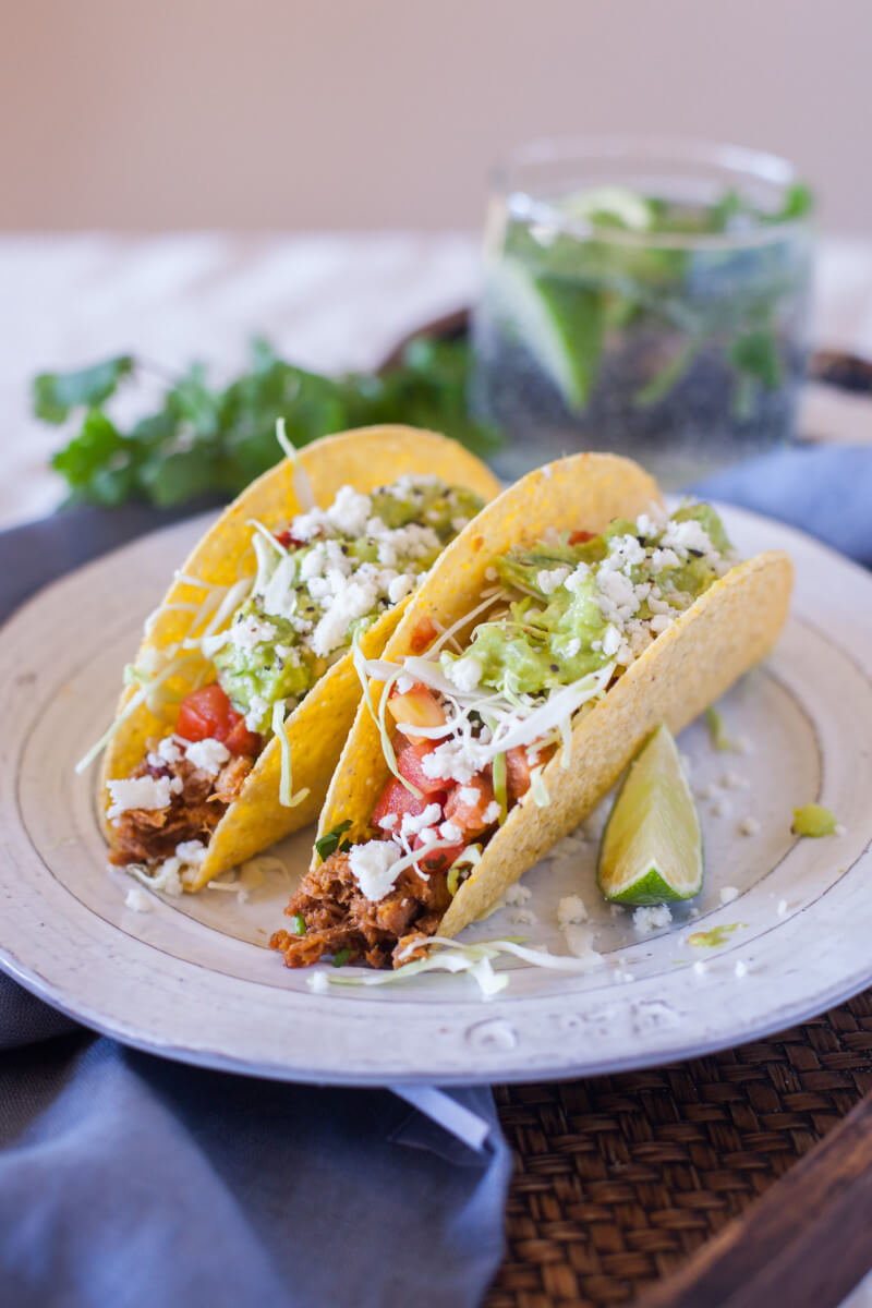 A taco bar is an easy lunch option for a weekend getaway with friends. Barbacoa beef in the crockpot is SO simple! Check out all the details of our awesome, all expense paid blogger work retreat! #InvigorateRetreat #OldElPaso