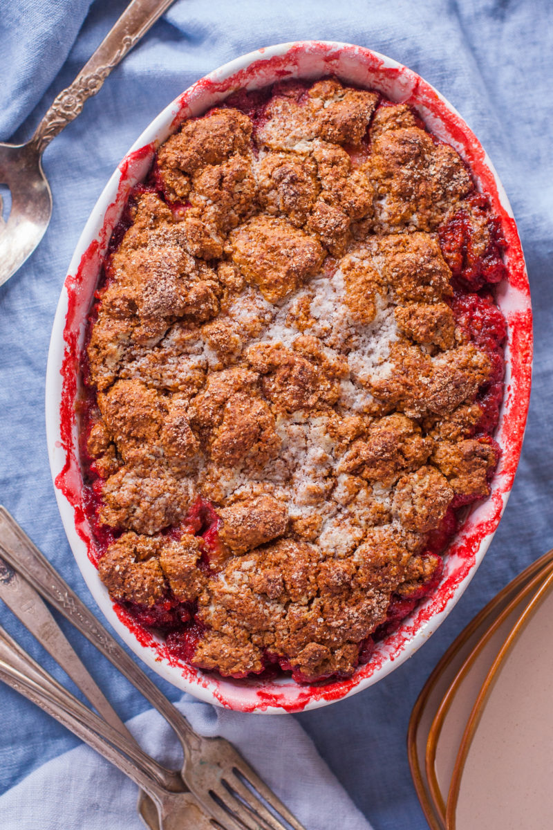 This healthy, easy strawberry cobbler recipe is made with whole foods and perfect for getting your kids in the kitchen. From EatingRichly.com