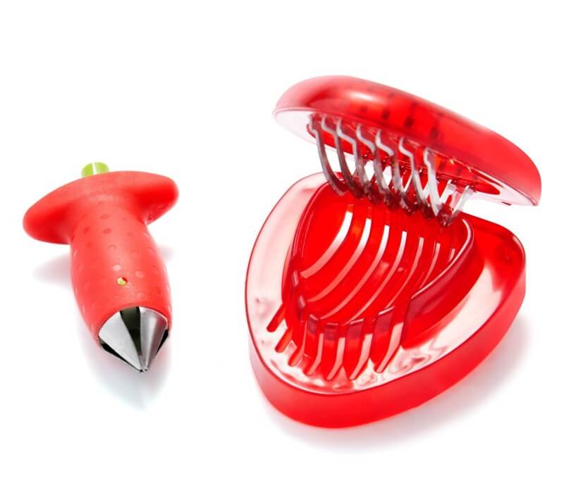 This strawberry corer and slicer is a great tool set to let your kids safely prep their own strawberries. 