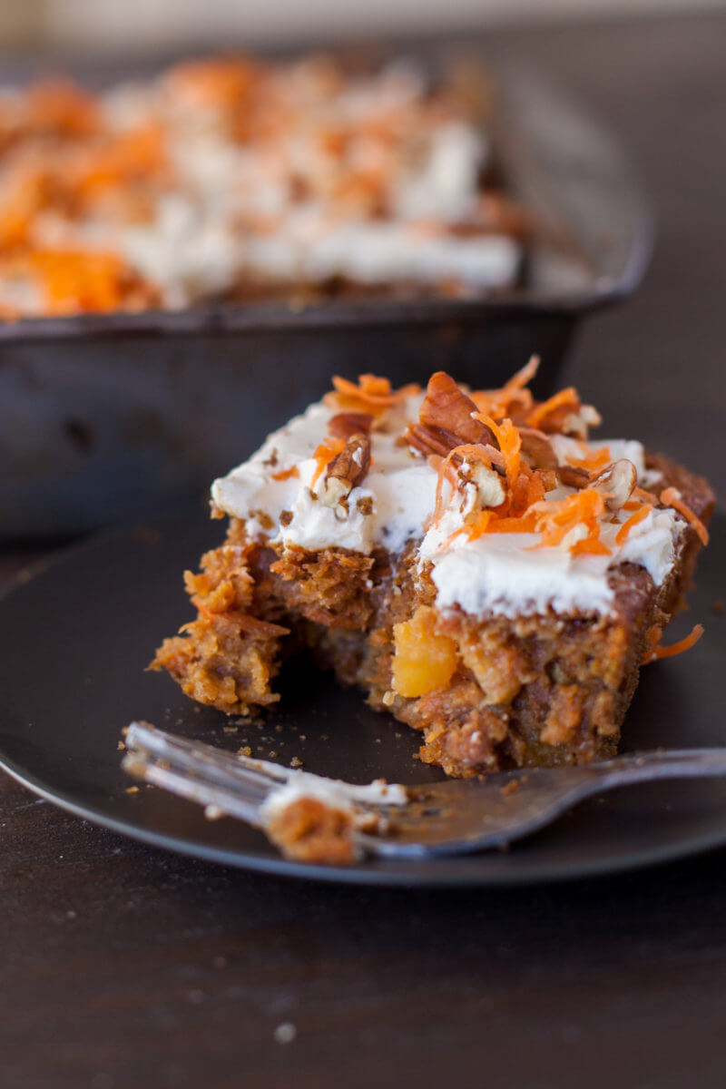 This super moist healthy carrot cake recipe uses whole ingredients and gets its moist texture from a special ingredient. From EatingRichly.com