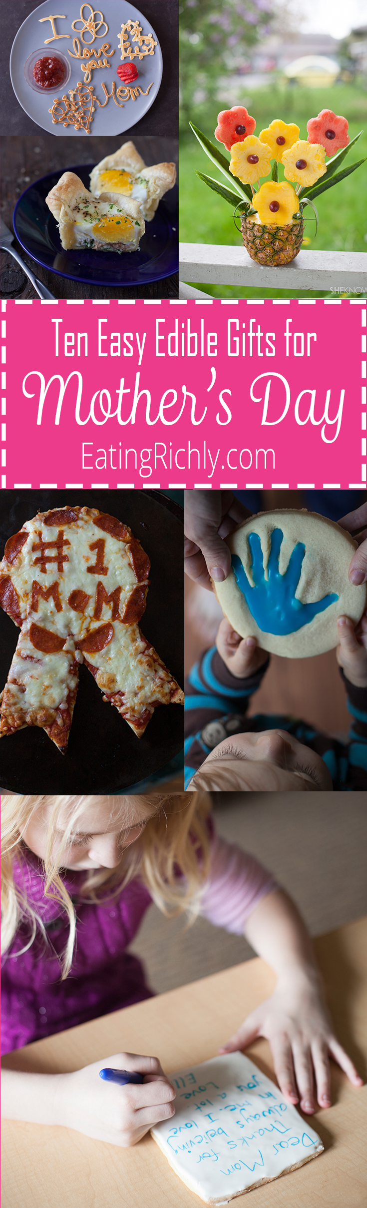 These cute edible Mother's Day gifts are a fun and tasty way for kids to show their love for mom. They can all be made by kids, though younger ones will need some help from an adult. From EatingRichly.com