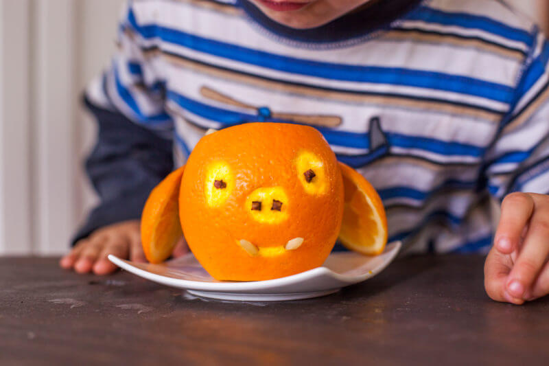 It takes less than 10 minutes to make this cute carved orange warthog & fill it with a toddler fruit salad. It's a great alphabet lesson for your kiddo too! From EatingRichly.com