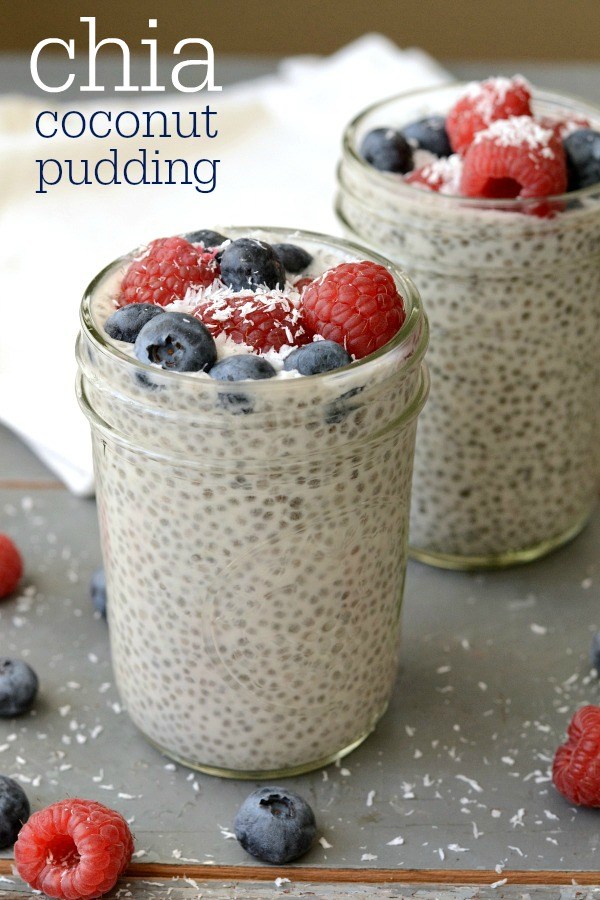 Chia coconut pudding. Get more recipes for healthy 4th of July desserts from EatingRichly.com. 