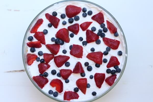 Grain Free Berry Trifle. Get more recipes for healthy 4th of July desserts at EatingRichly.com.