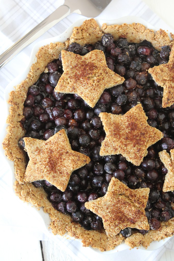Paleo Blueberry Pie. Get more recipes for healthy 4th of July desserts at EatingRichly.com. 