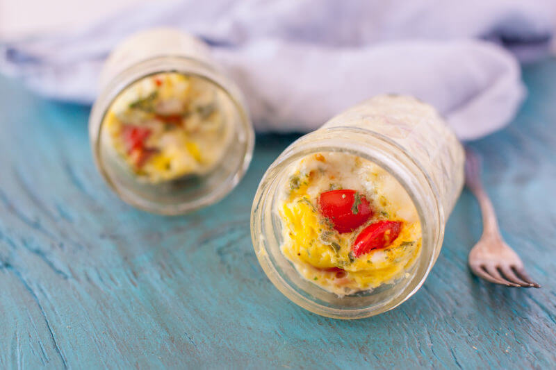 This microwave omelette to go is the perfect quick and easy hot breakfast in a jar. It's packed with protein, and both gluten free and easily dairy free! From EatingRichly.com