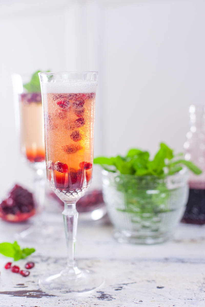 Mint Pomegranate Champagne Cocktail
