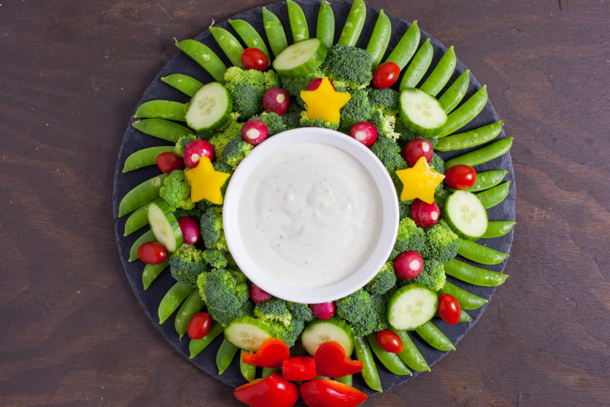 Veggie Wreath Cute Christmas Appetizer - Eating Richly