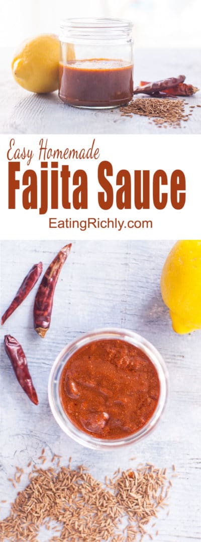 You won't be able to resist this homemade fajita sauce that works as a marinade for raw meat, AND a sauce to turn leftover cooked meat into instant fajitas. From EatingRichly.com