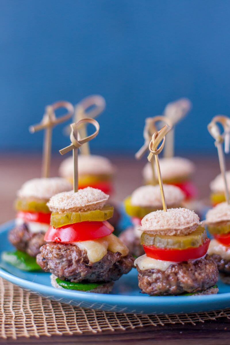 Cheeseburger bites turn your favorite burger into an adorable appetizer or snack that's perfect for parties. Feel free to use gluten free buns to make these gluten free, and skip the cheese to make them dairy free. Bet you can't eat just one! From EatingRichly.com