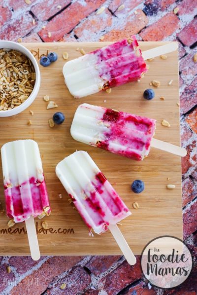 frozen dessert raspberry blueberry yogurt granola popsicles