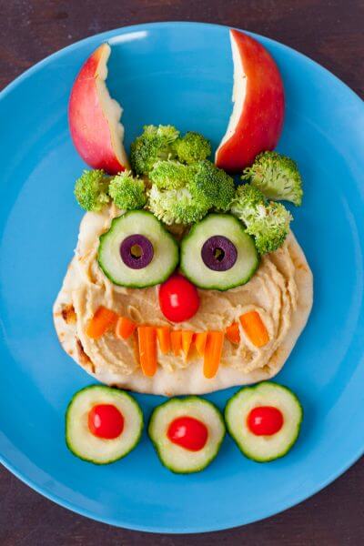 Hummus Monster Halloween Lunch for Kids - Eating Richly