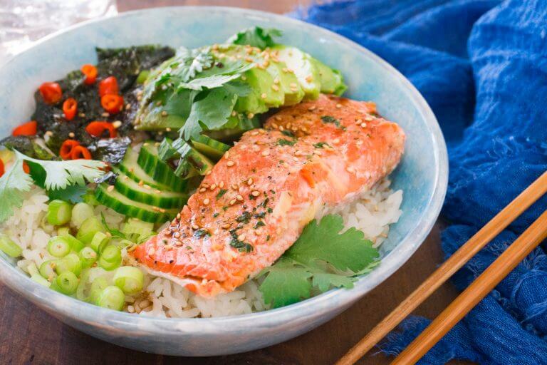 Healthy Sushi Bowl with Leftover Salmon - Eating Richly
