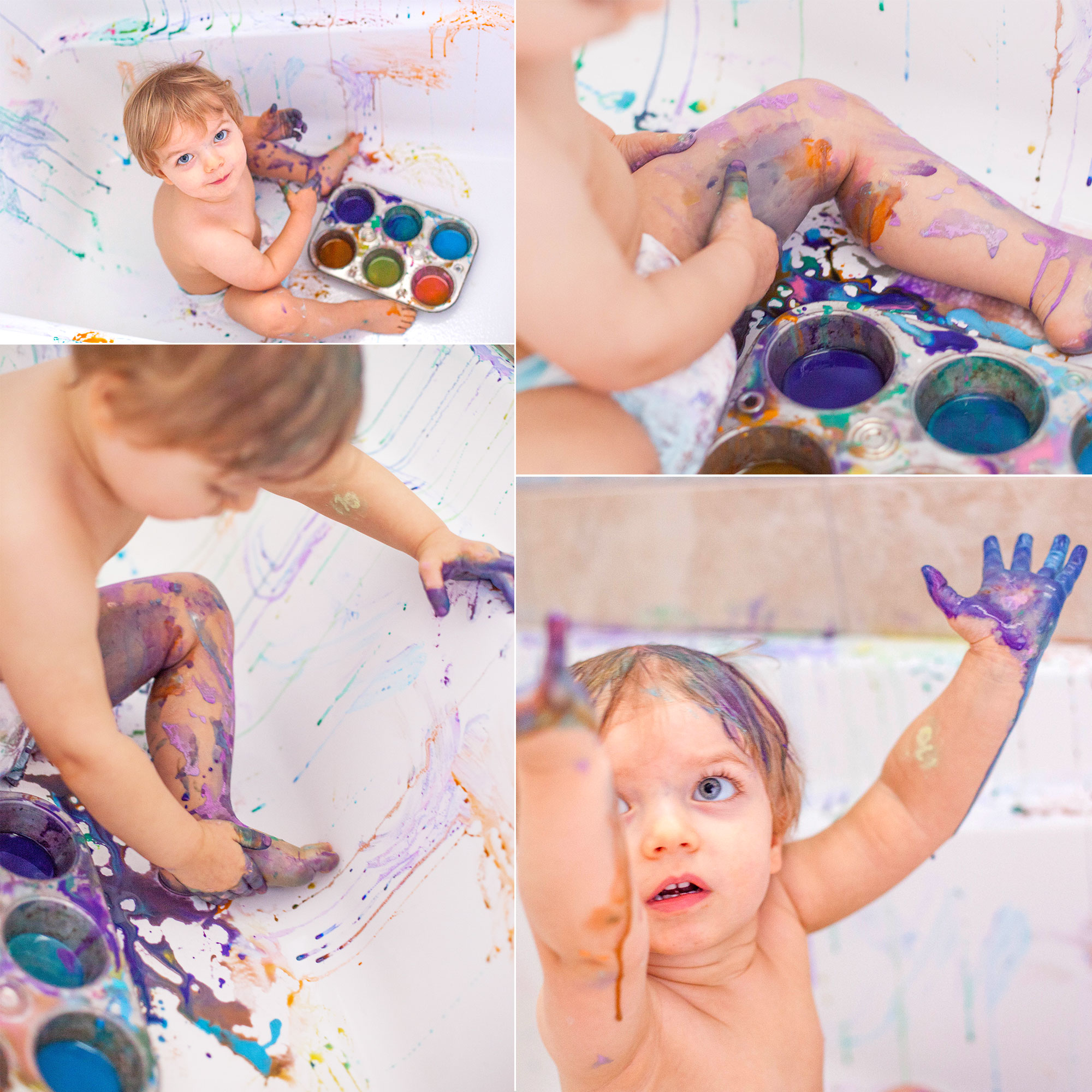 Toddler Paint Bath Sensory Art Project - Eating Richly