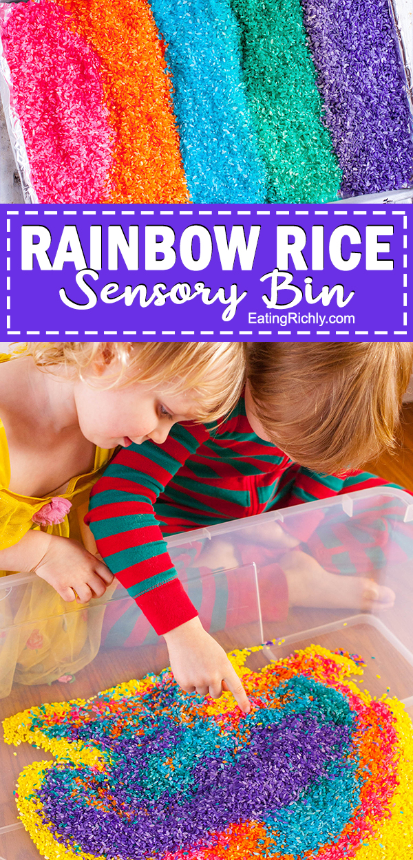 How to make a rainbow rice sensory bin