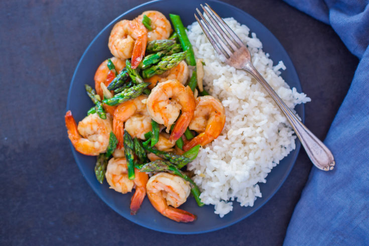 Shrimp and Asparagus Stir Fry with Rice