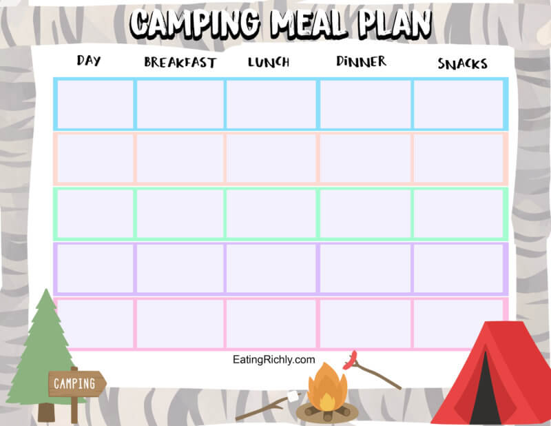 Best Camping Food for Kids and Printable Camping Meal Plan Eating Richly