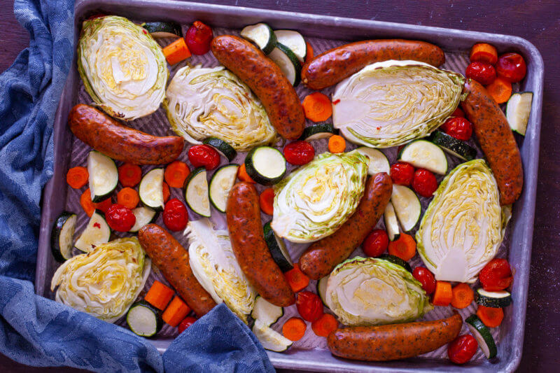 Cabbage Sausage Sheet Pan Dinner