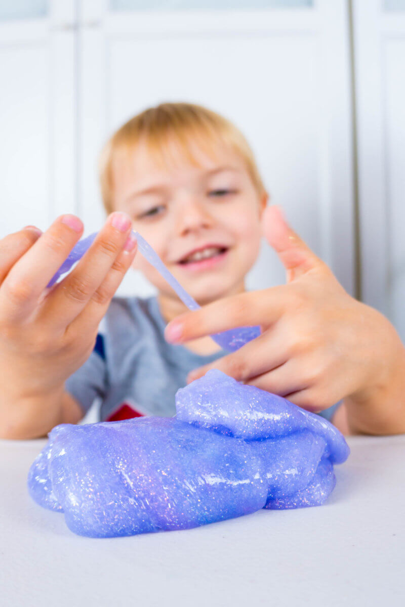 Playing with Glitter Glue Slime