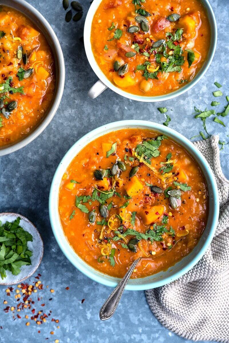 Sweet potato, Chickpea, and Red Lentil Instant Pot Soup Recipe