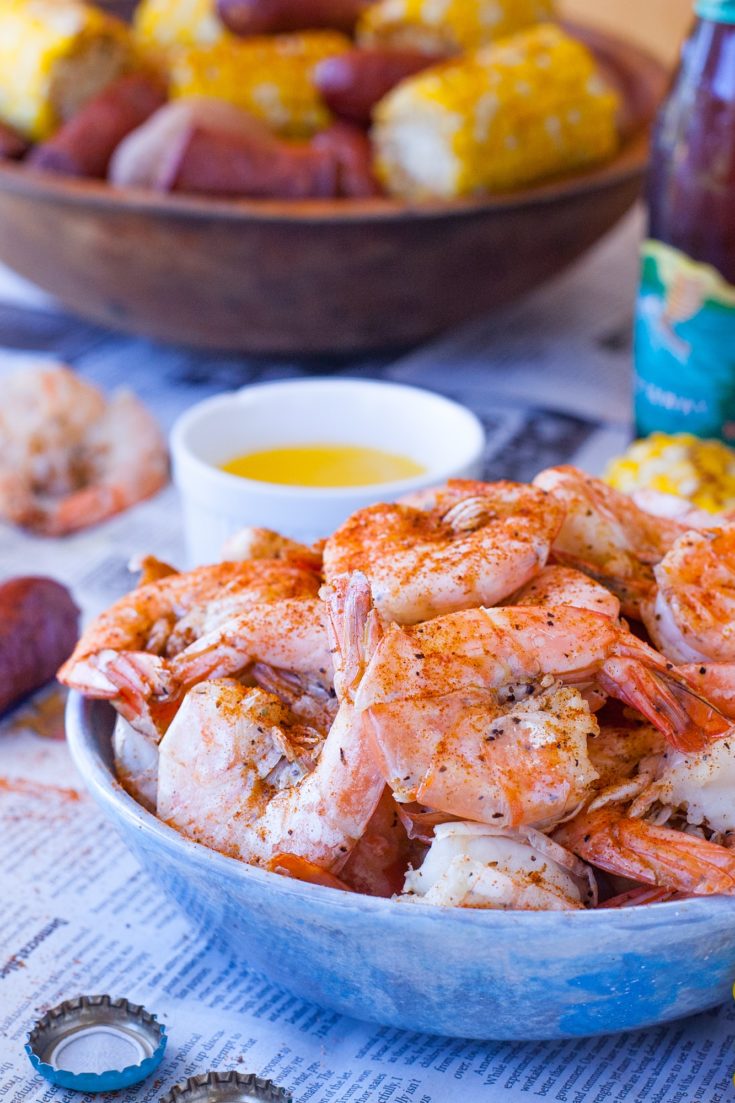 Bowl of Shrimp for shrimp boil party