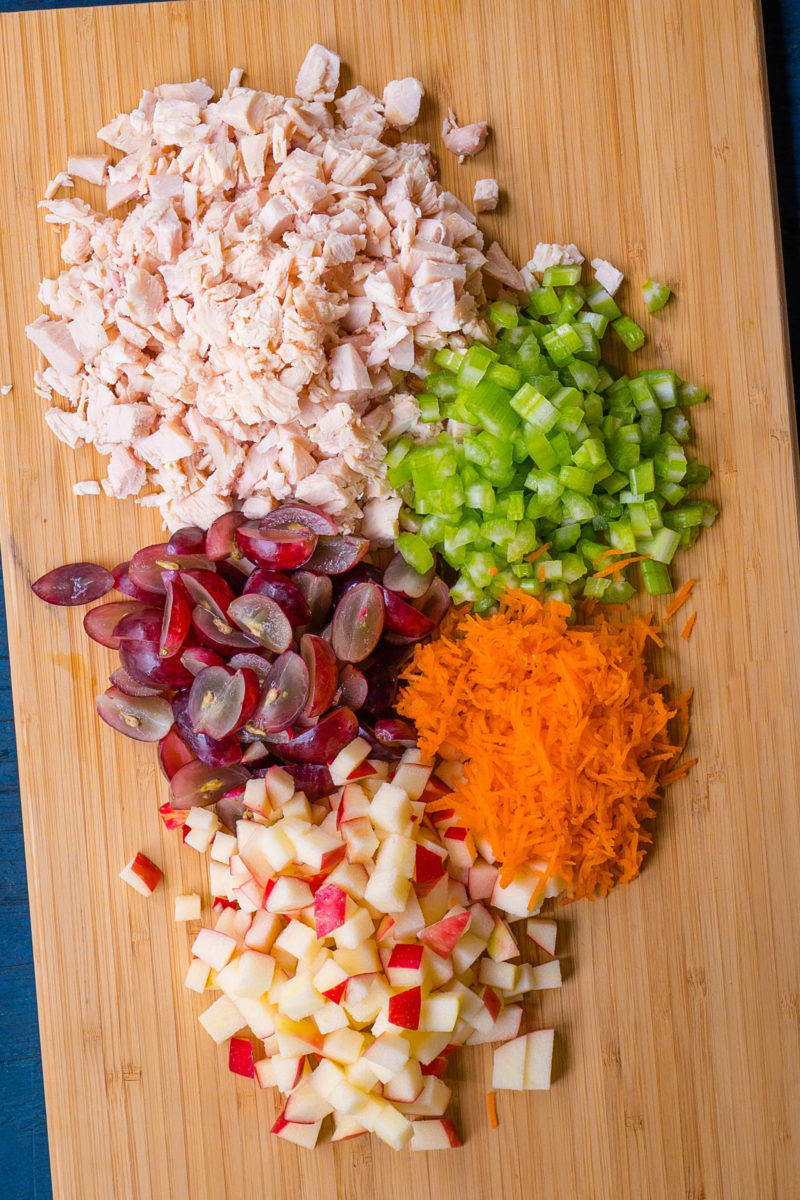 Chopped ingredients for Avocado Chicken Salad