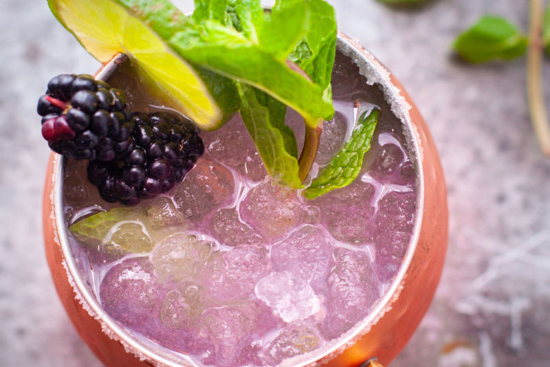 blackberry moscow mule with mint