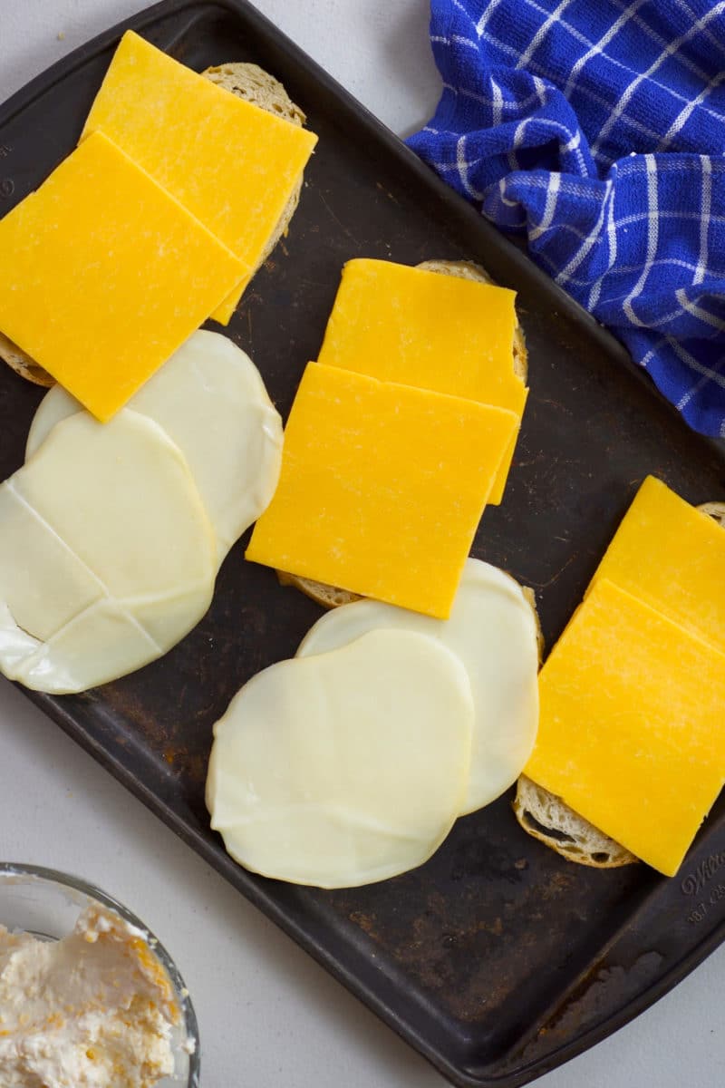 cheese on slices of bread