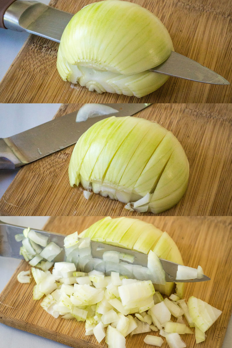 Three steps to dicing and onion