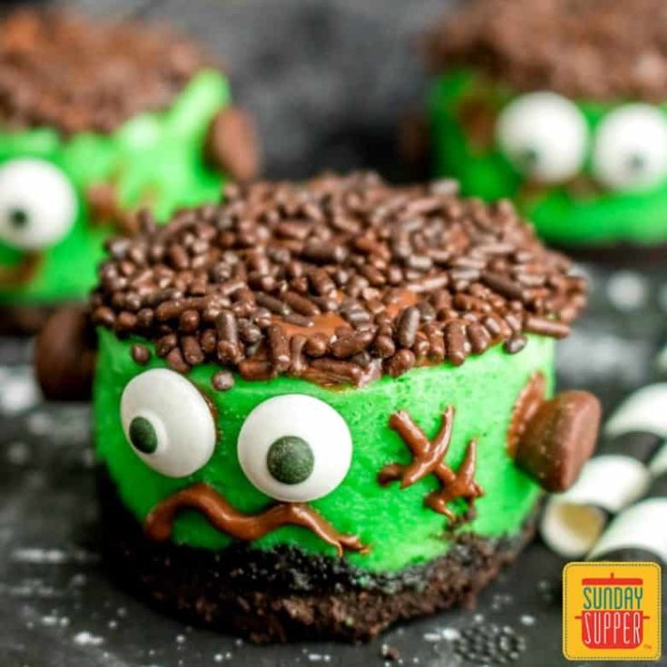 Image for Mini Halloween Cheesecakes (Frankenstein Cakes)