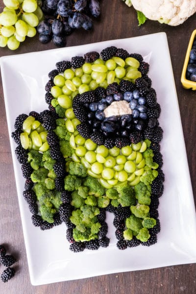Among Us Birthday Party food Fruit and Veggies shaped like Among Us Green Imposter
